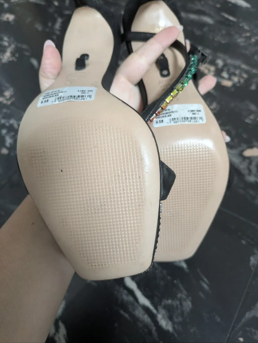 SCHUTZ Crystal T-Strap Sandals Size 9.5